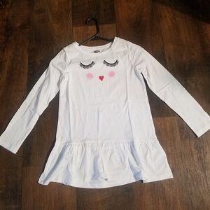 Spotted Zebra White Long Sleeve Dress with Face Design